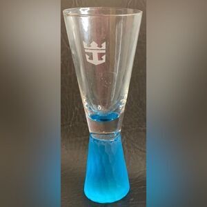 Royal Caribbean Cruise Vintage One 2 Oz Shot Liquor Abstract Blue & Clear Glass